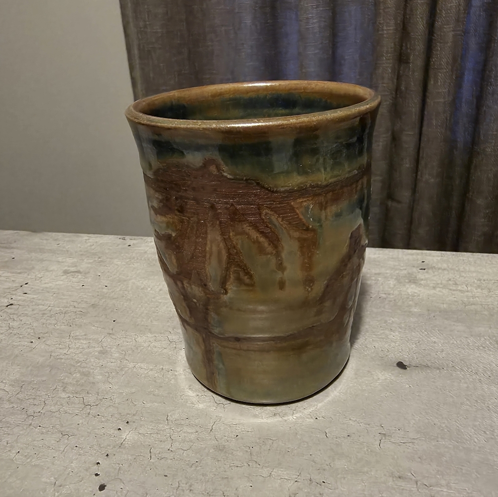 Hand Thrown Stoneware Pottery/tall Cup/vase/cutlery Storage
